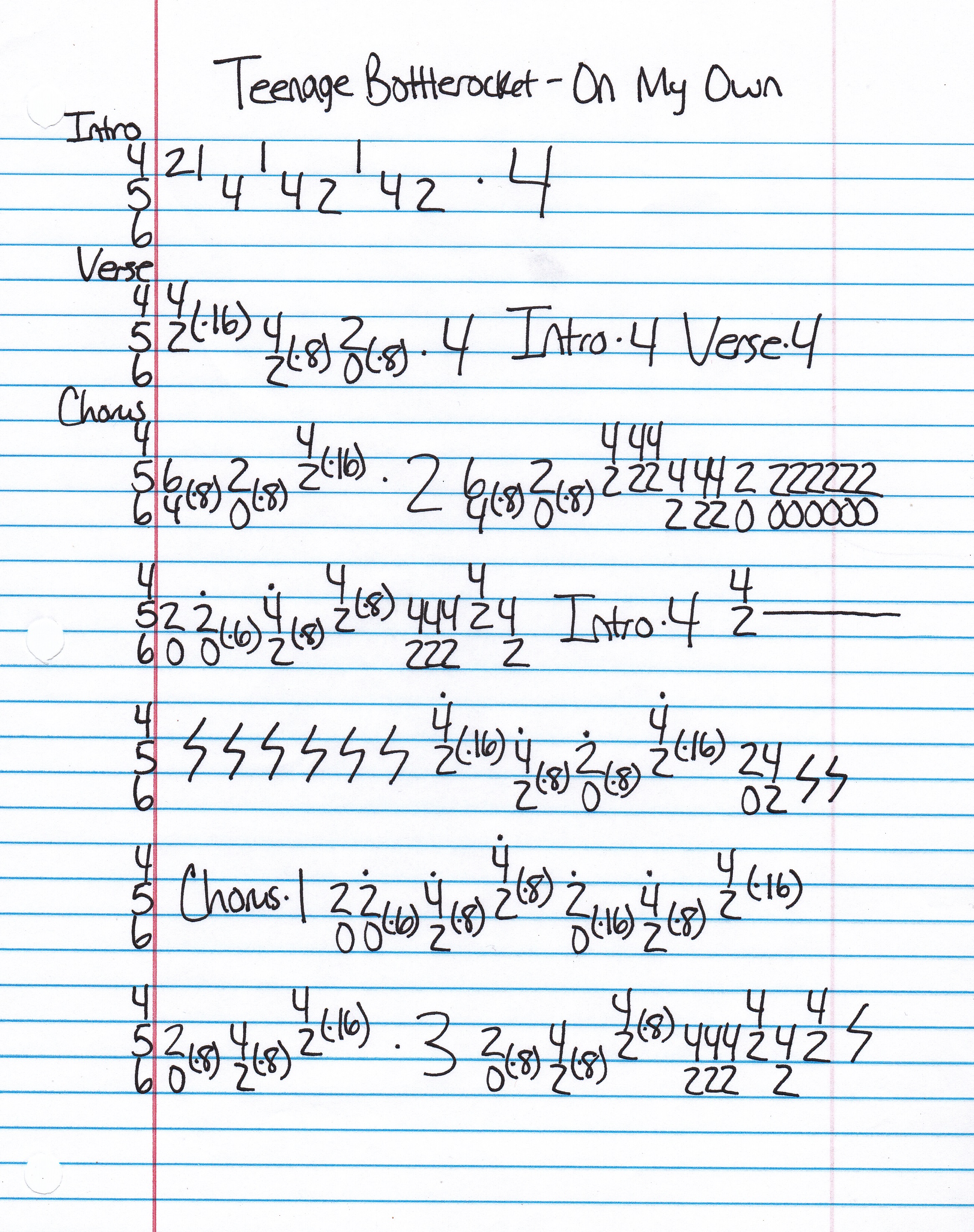 High quality guitar tab for On My Own by Teenage Bottlerocket off of the album Warning Device. ***Complete and accurate guitar tab!***